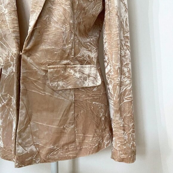 NWT 525 AMERICA CREAM CHAMPAGNE CRUSHED VELVET BLAZER - XS - Picture 6 of 11